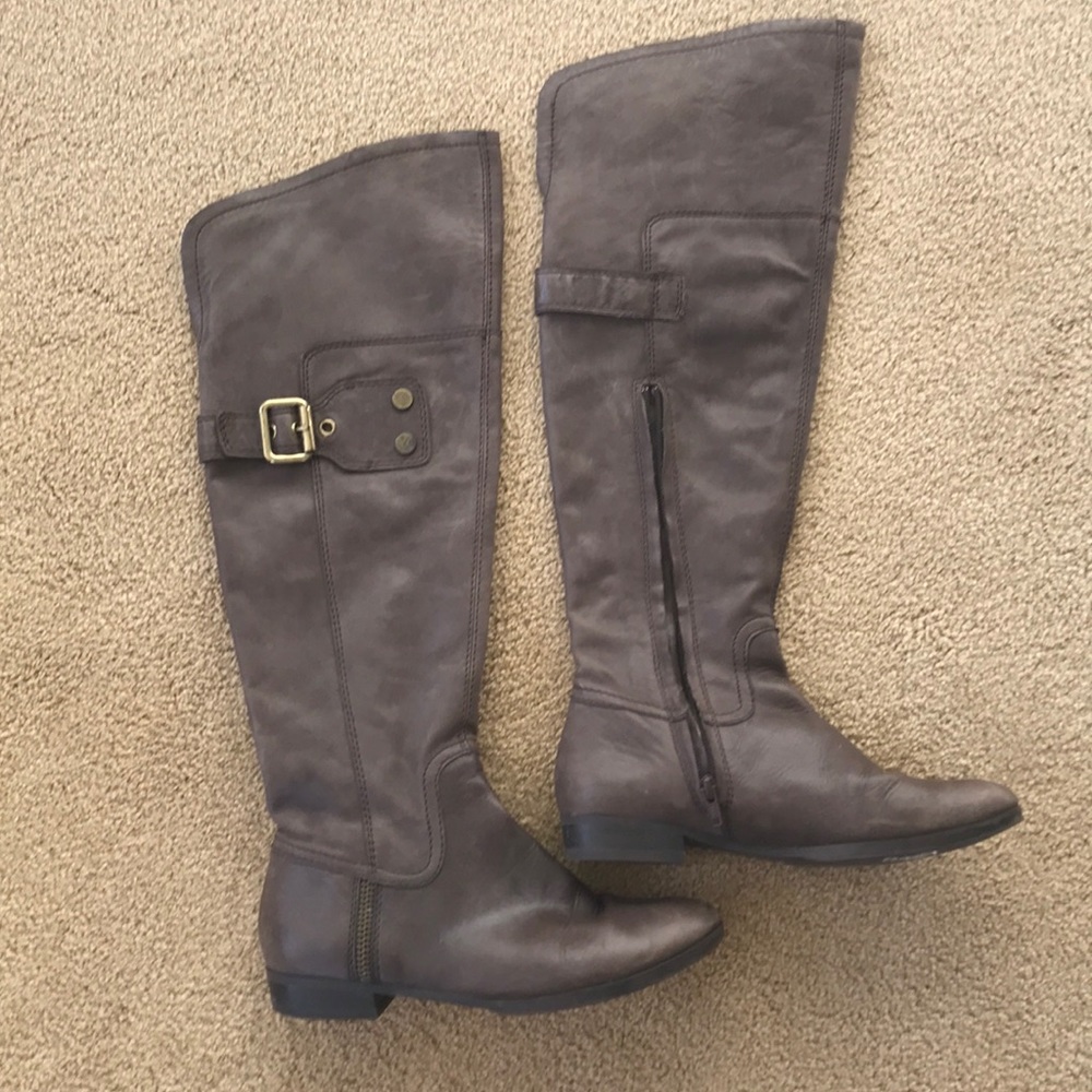 Brown leather knee high